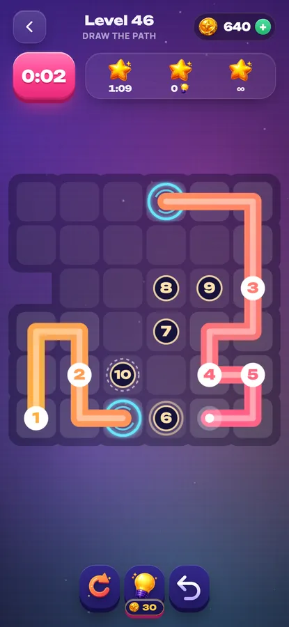 Zip Path: a board with a pair of linked portal rings and the path jumping between them